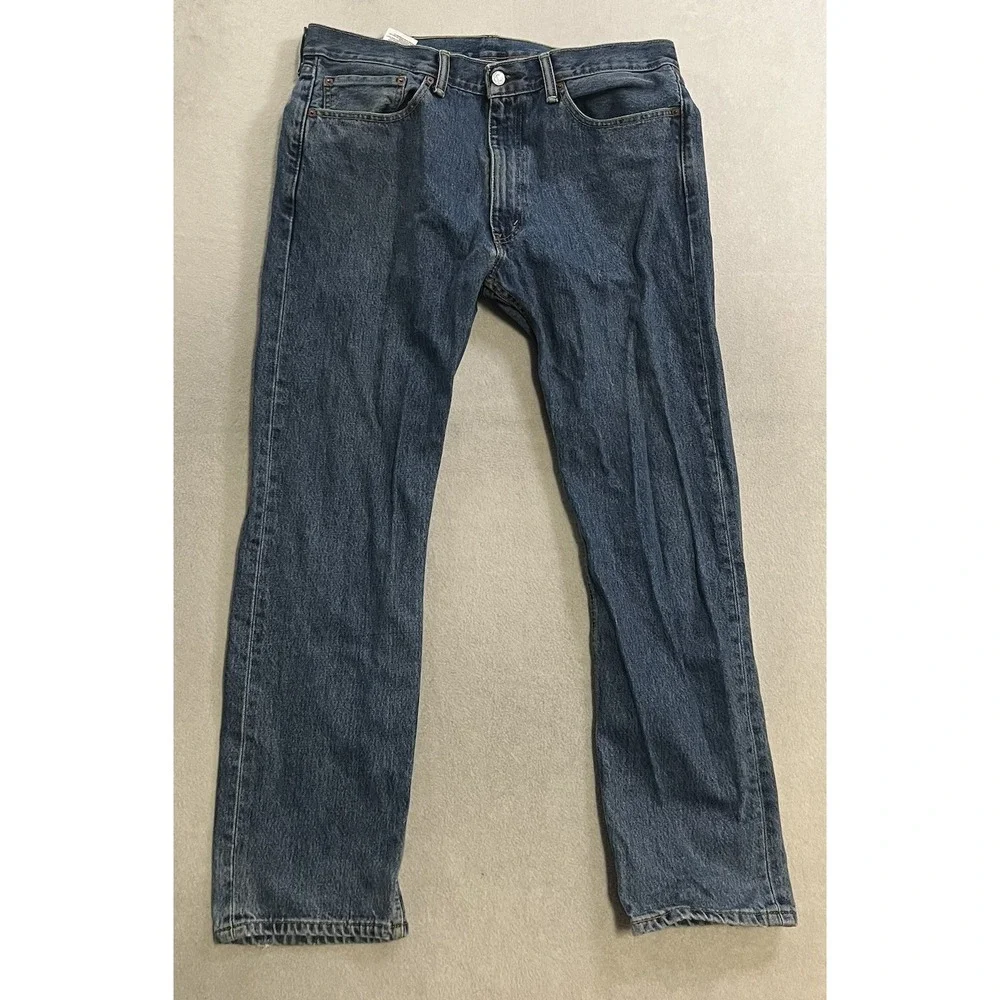 Levis 505 Jeans Men's 36x32 Blue Denim Regular Fit Straight Leg Logo Medium Wash